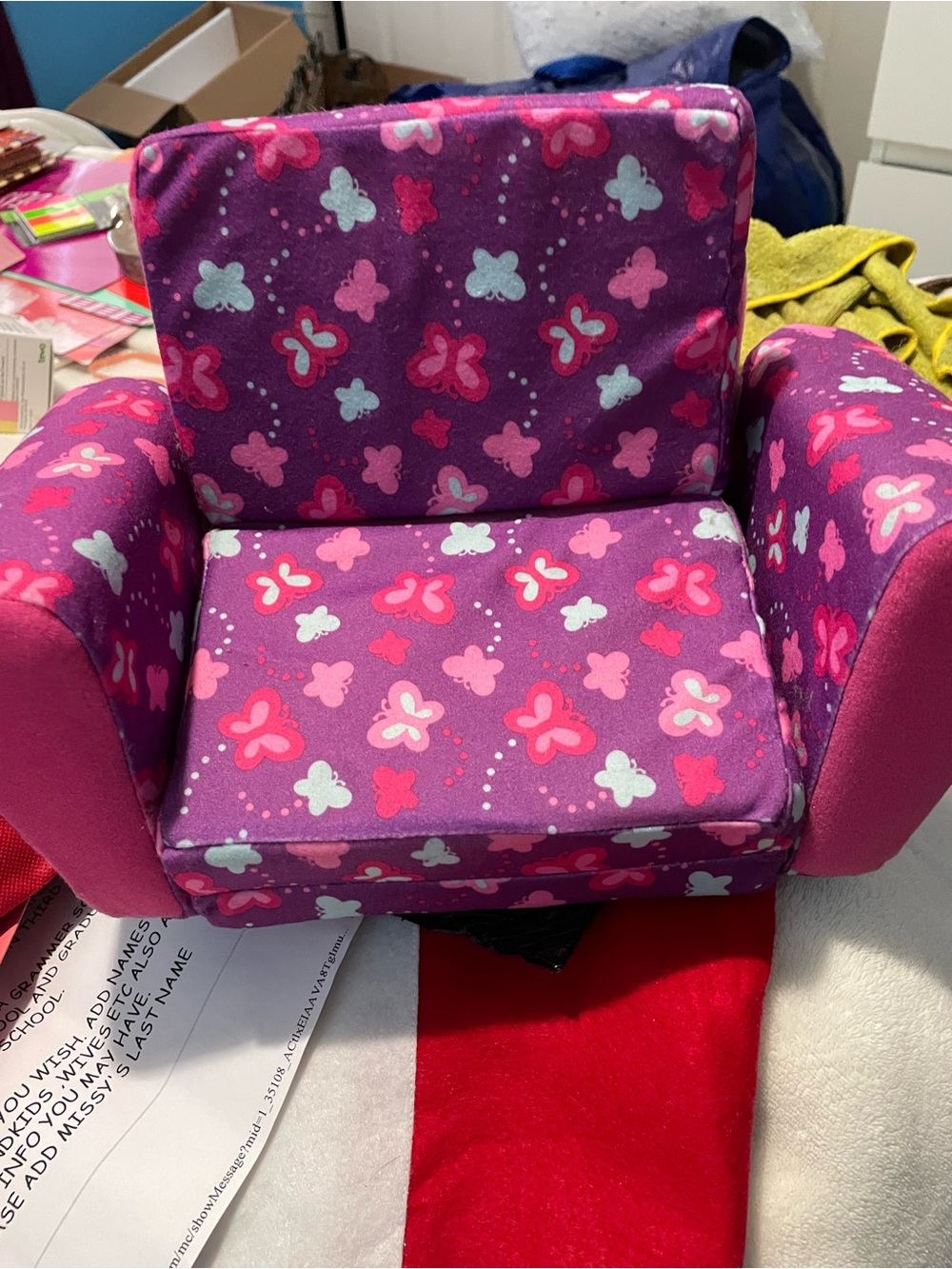 American Girl Purple & Pink Butterfly Plush Kids Chair
